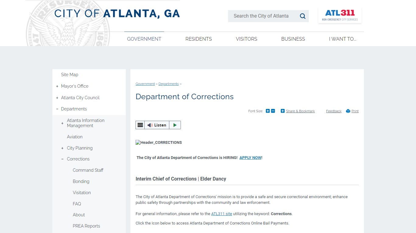 Department of Corrections | Atlanta, GA